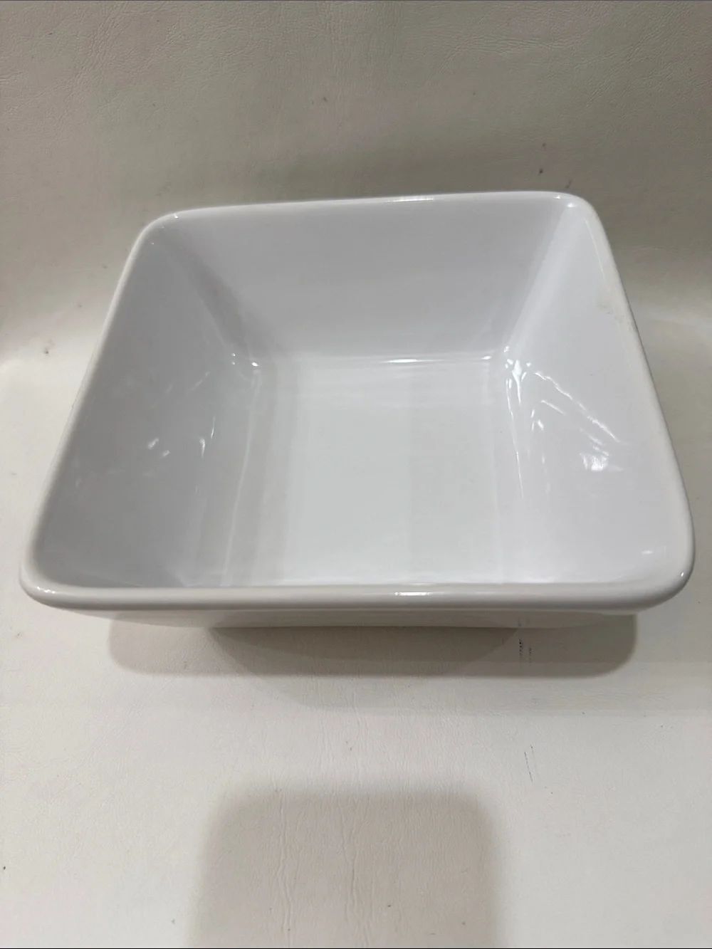 Pampered Chef White Square Ceramic 7 1/2 In Baking Serving Bowl Vintage Retired